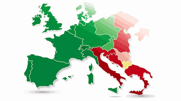 Detailed Italy Map and Flag Vector Illustration