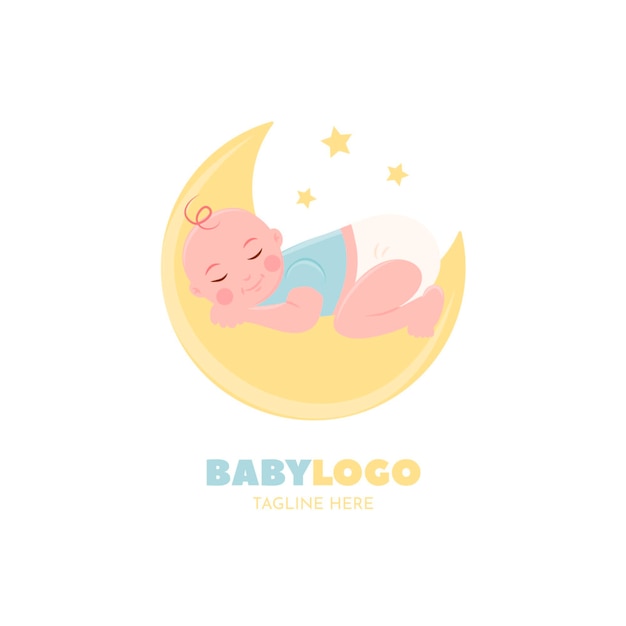 Detailed logo template with sleeping baby