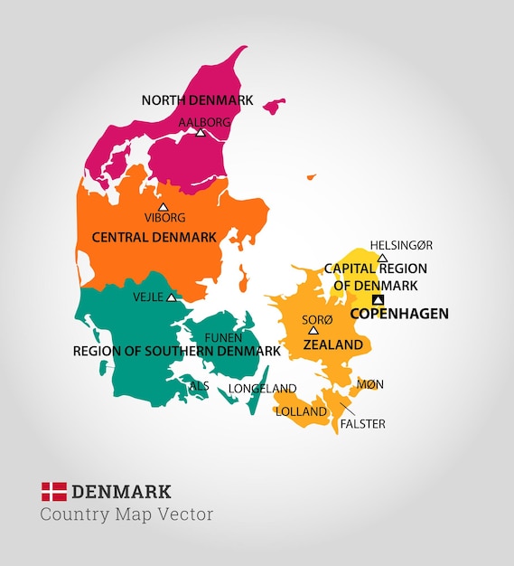 Detailed Map Of Denmark Vector Illustration