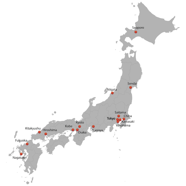 Detailed map of the Japan