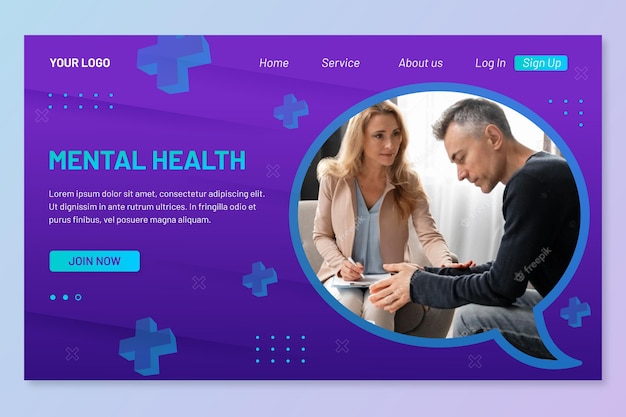 Detailed mental health landing page with photo