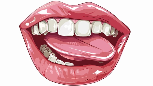 Vector detailed mouth illustration showing teeth and tongue