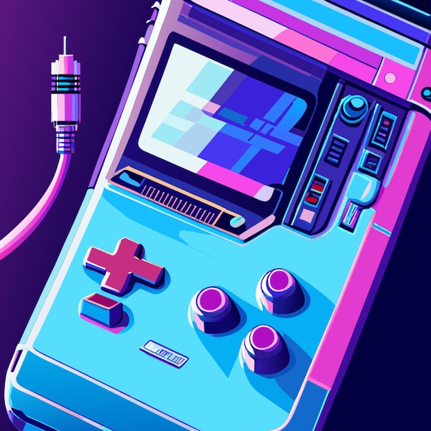 Vector a detailed realistic straight ahead illustration of a game boy 90s fashion cyberpunk dark pastel