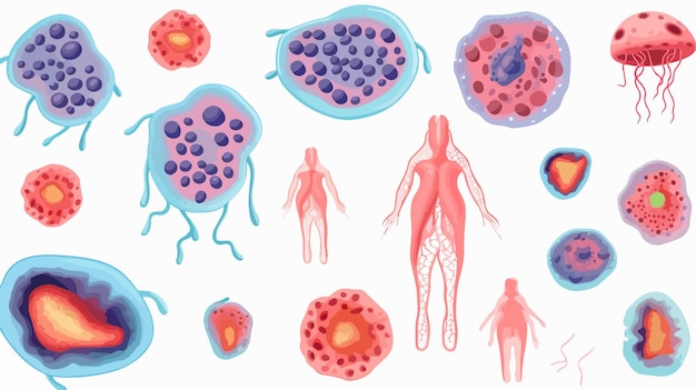 Vector detailed scientific medical illustration of human cells