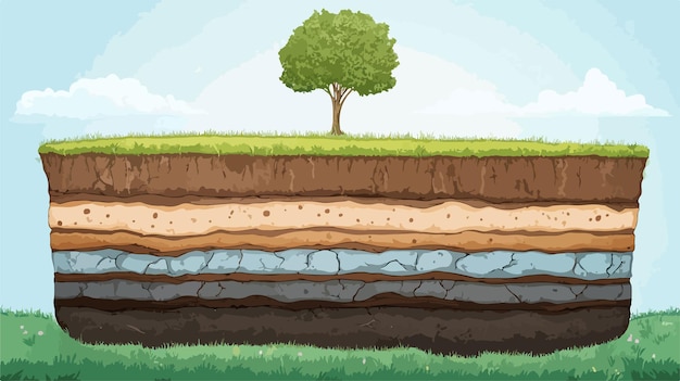 Vector detailed soil layer infographics vector cross section illustration