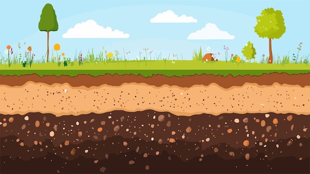 Vector detailed soil layer infographics vector cross section illustration