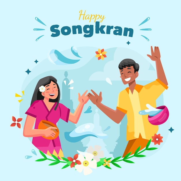 Detailed songkran illustration