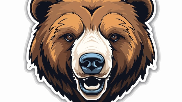 Detailed Vector Bear Head Sticker