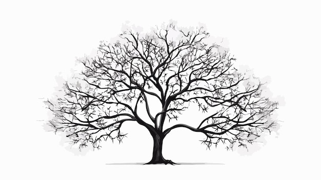 Detailed Vector Black Tree Isolated on White Background for Designs and Illustrations