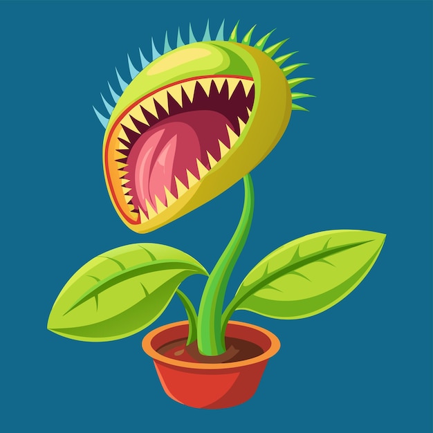 Vector detailed vector illustration of a carnivorous plant with trap mechanisms vibrant colors