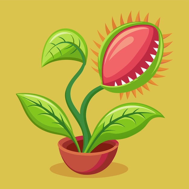 Vector detailed vector illustration of a carnivorous plant with trap mechanisms vibrant colors