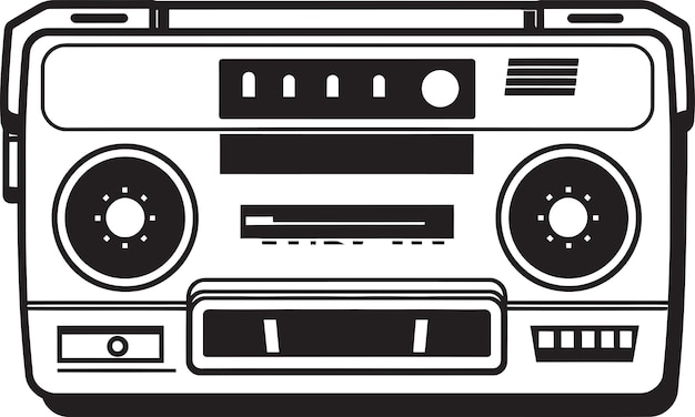 Detailed Vector Illustration of a Retro Tape Recorder with Realistic Features