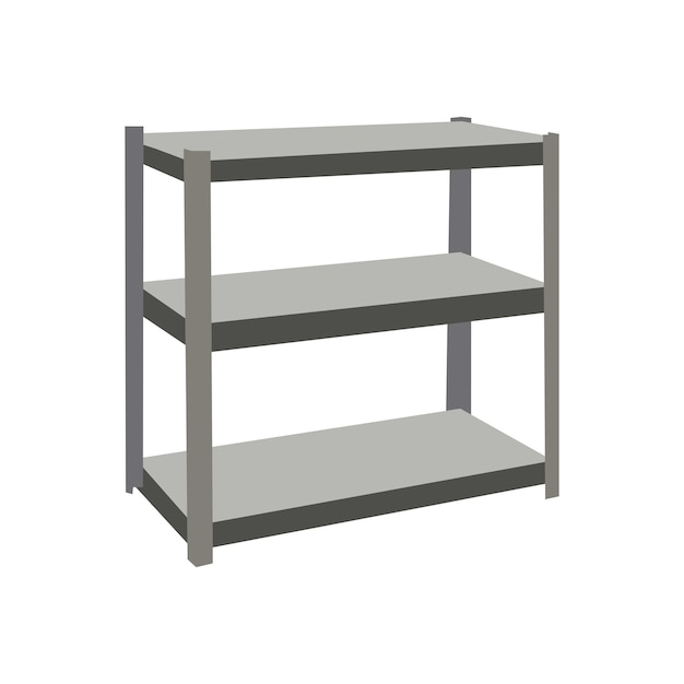 Detailed vector illustration of a steel rack shelf ideal for industrial storage warehouse organiza