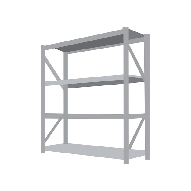 Vector detailed vector illustration of a steel rack shelf ideal for industrial storage warehouse organiza