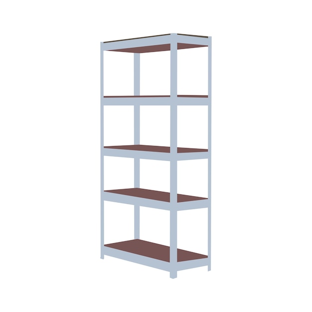 Detailed vector illustration of a steel rack shelf ideal for industrial storage warehouse organiza