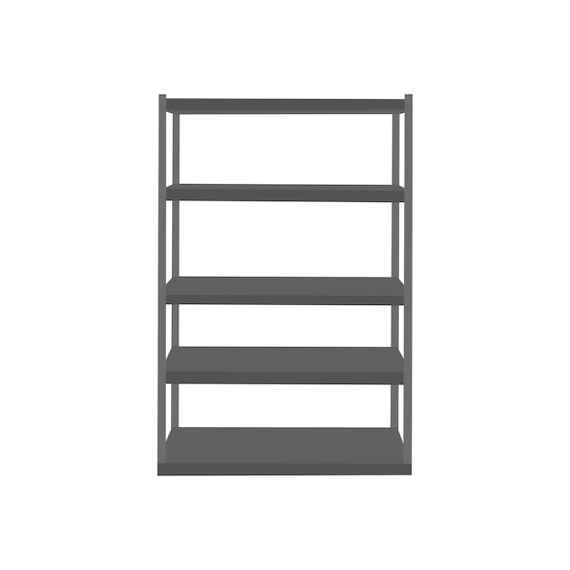 Vector detailed vector illustration of a steel rack shelf ideal for industrial storage warehouse organiza