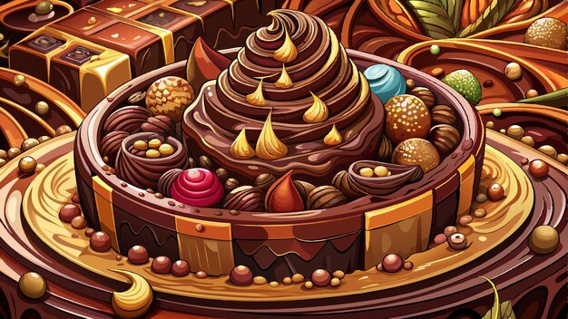 Vector a detailed view of a surface covered in rich decadent chocolate perfect for food lovers and confec