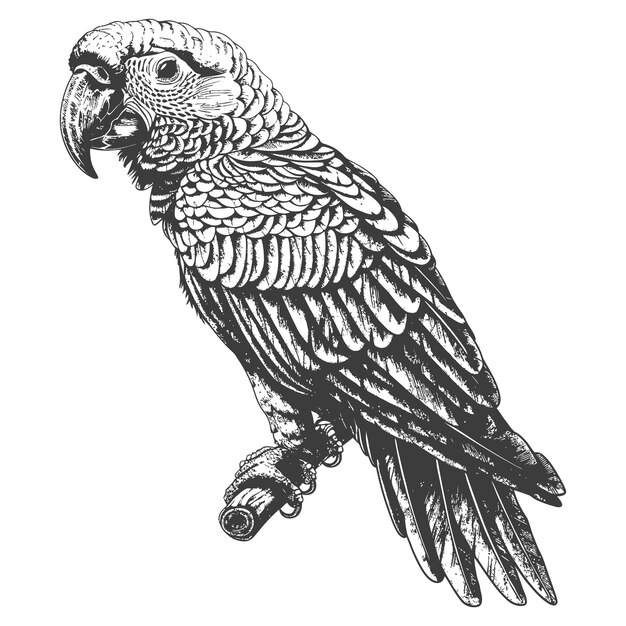 Detailed Vintage Parrot Sketch