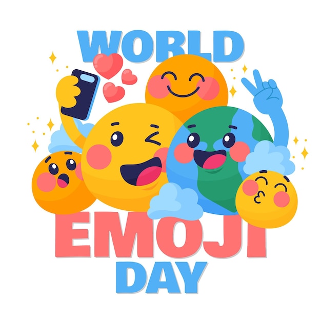 Detailed world emoji day illustration