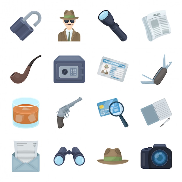 Detective  cartoon set icon.Crime and police isolated cartoon set icon.  detective  .