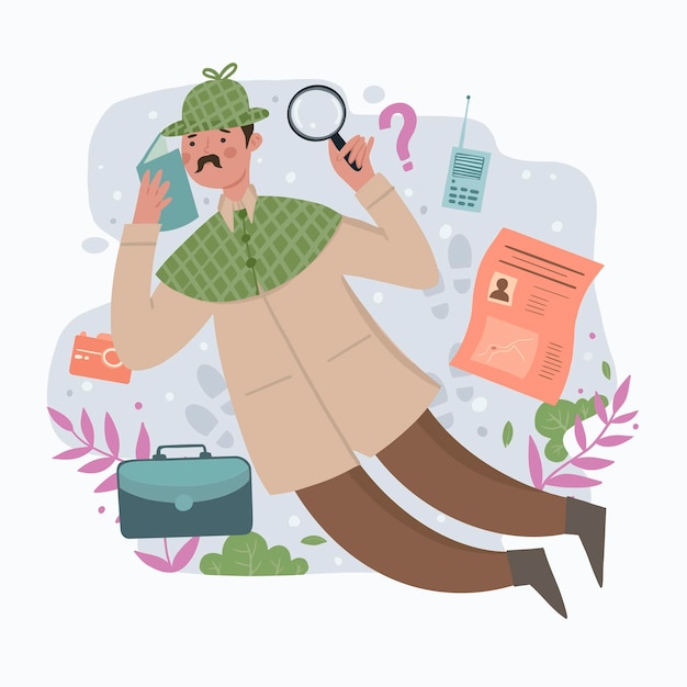 Vector detective character illustration