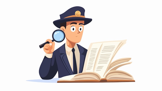 Detective Examines Evidence Man with Magnifying Glass Analyzing Clues