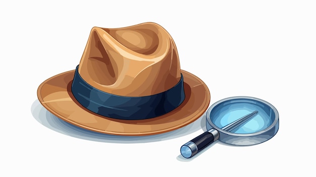 Detective Hat Pipe and Magnifying Glass Illustration