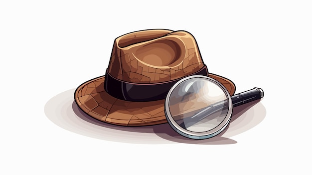 Vector detective hat pipe and magnifying glass illustration