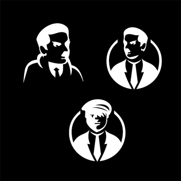 detective logo set with black and white