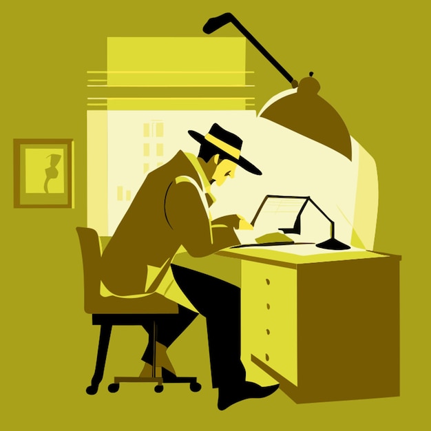 Vector detective office vector illustration flat 2