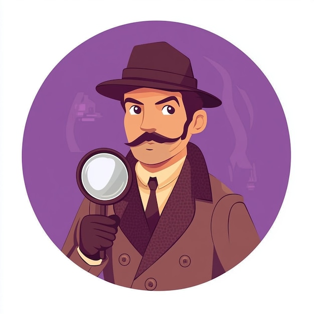 Detective with Magnifying Glass Vector