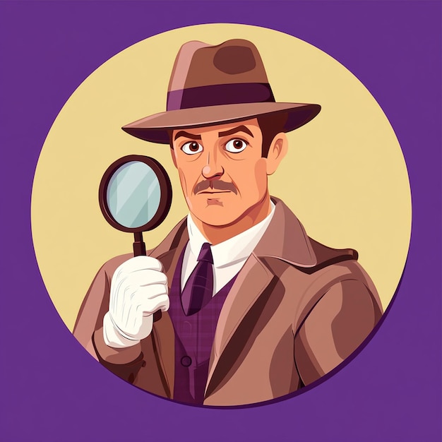 Detective with Magnifying Glass Vector