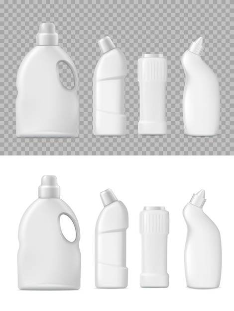 Detergent and cleanser bottles packaging 3d.