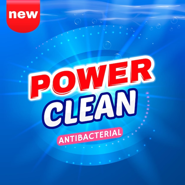 Detergent packaging vector template design. Power foam bathroom cleaner. Vector illustration.