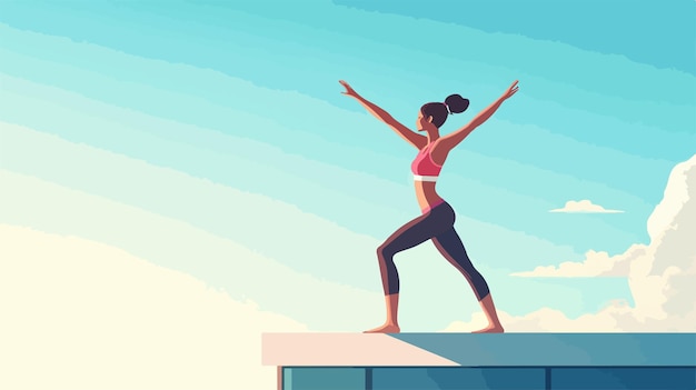 Determined Woman Practicing Yoga on Building Rooftop