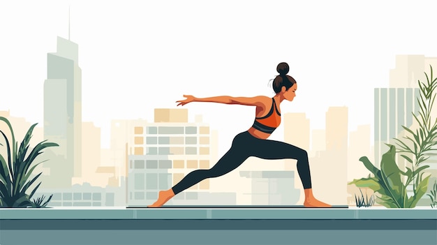 Determined Woman Practicing Yoga on Building Rooftop