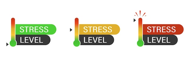 Determining the level of stress in a person Set of modern icons with different levels of stress for test advertisement or app