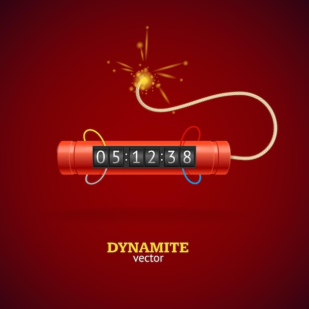 Detonate Dynamite Bomb and Timer Clock Vector