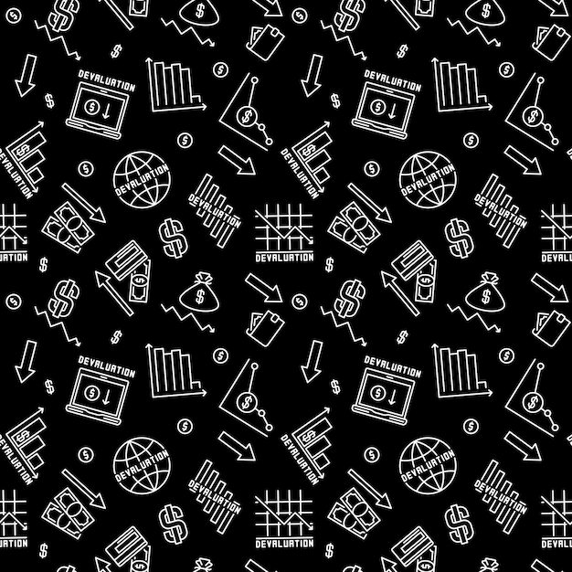 Devaluation vector thin line minimal seamless pattern