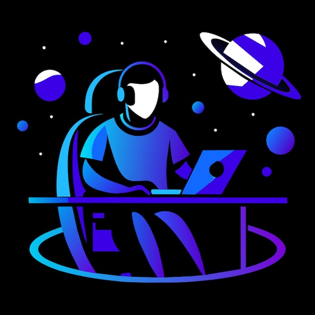 developer in space vector illustration flat 2