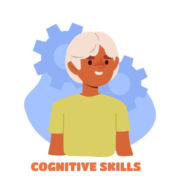 Development of children boy with coghweels with cognitive skills inscription education and learning