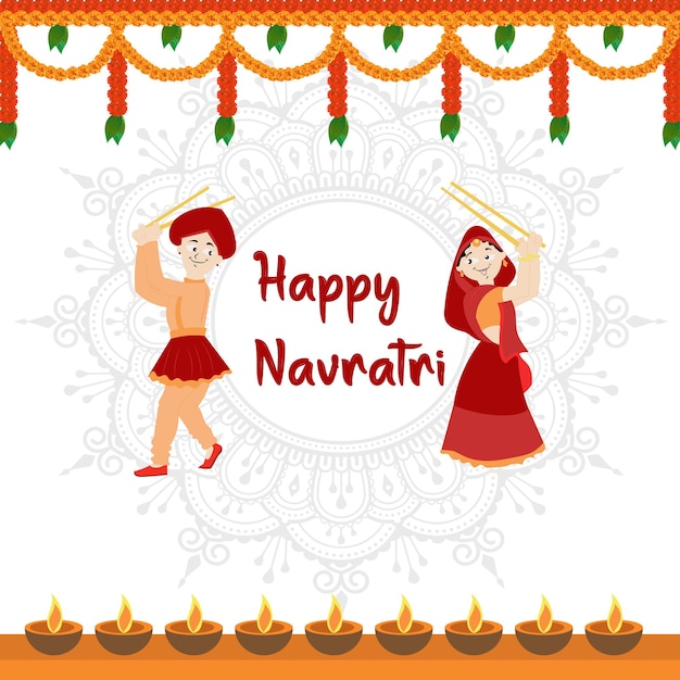 Devi Durga GoddessImage Happy Navratri Wishes Or Sharadiya Navratri greeting card design Social Post