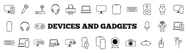 Devices gadgets icon set outline icon