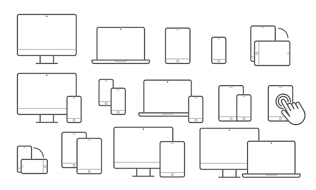 Devices  line icons for responsive design