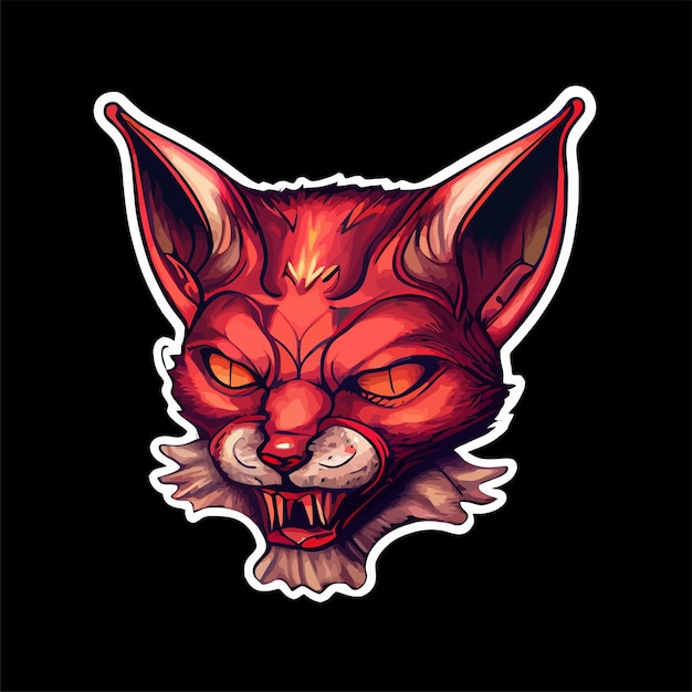 Devil cat diablo grunge metal cat head illustration vector