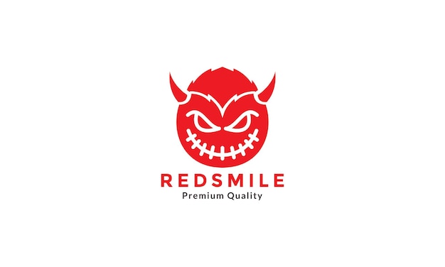 Vector devil cute smile red with horn  logo symbol icon vector graphic design