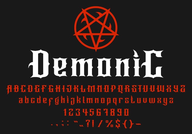 Devil font alphabet horror goth typography type