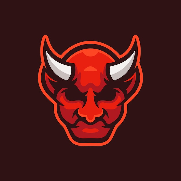 Devil head cartoon logo template illustration e-sport logo gaming premium vector Premium Vector