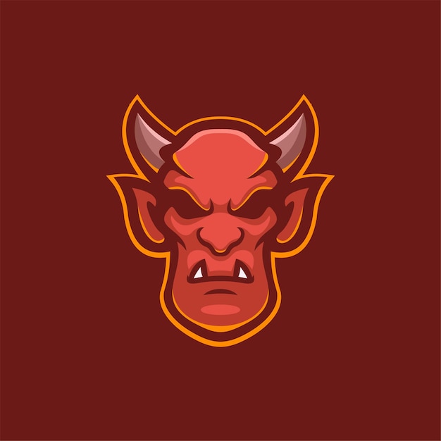 Devil head cartoon logo template illustration esport logo gaming premium vector