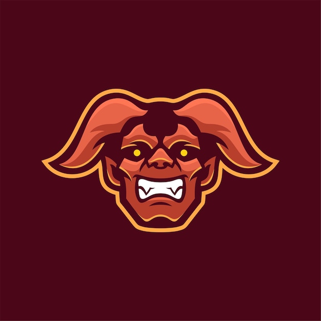 Devil head cartoon logo template illustration. esport logo gaming Premium Vector